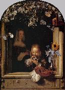 Frans van Mieris Boy Blowing Bubbles. painting